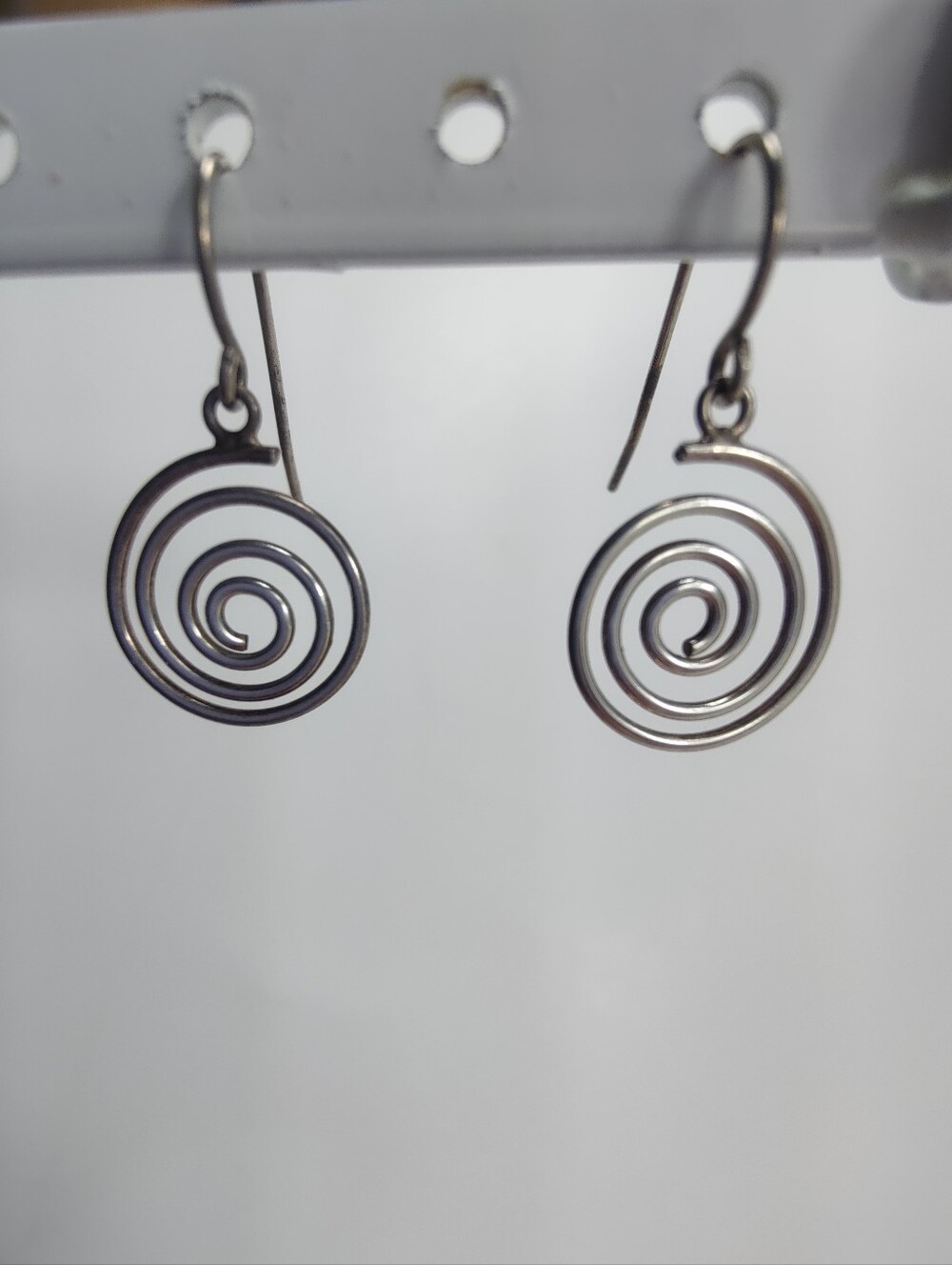 Tested Sterling Silver Spiral Swirl Dangle Earrings Small Fish Hook Minimalist